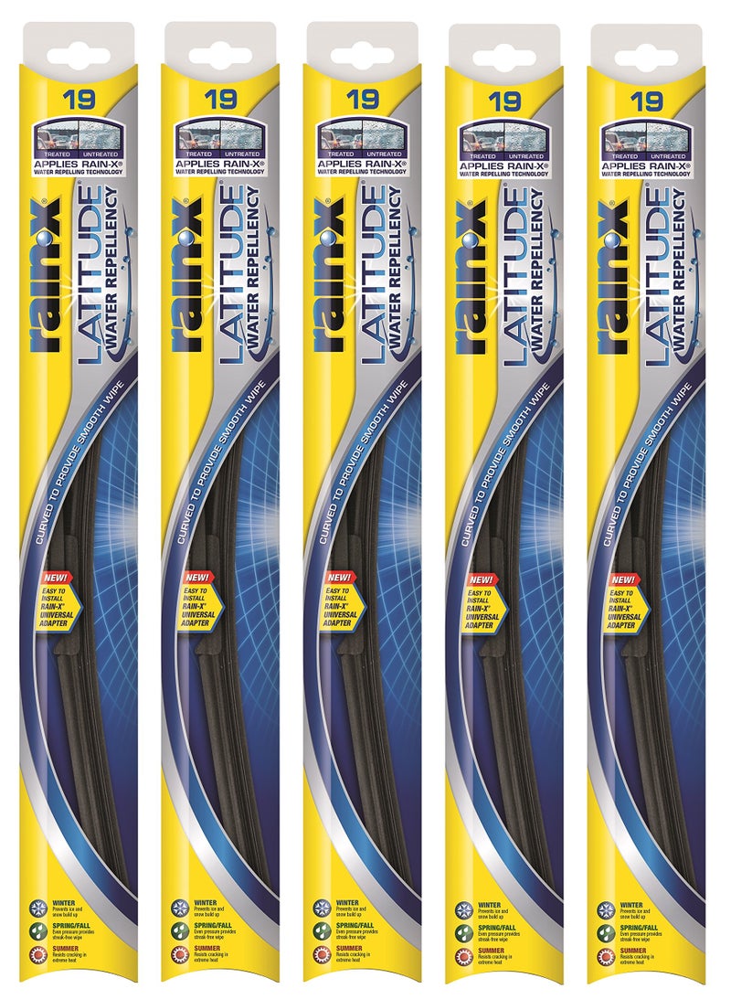 Rain-X 5079276-2-5PK Latitude 2-IN-1 Water Repellency Wiper Blade, 19" (Pack of 5) - Image 1